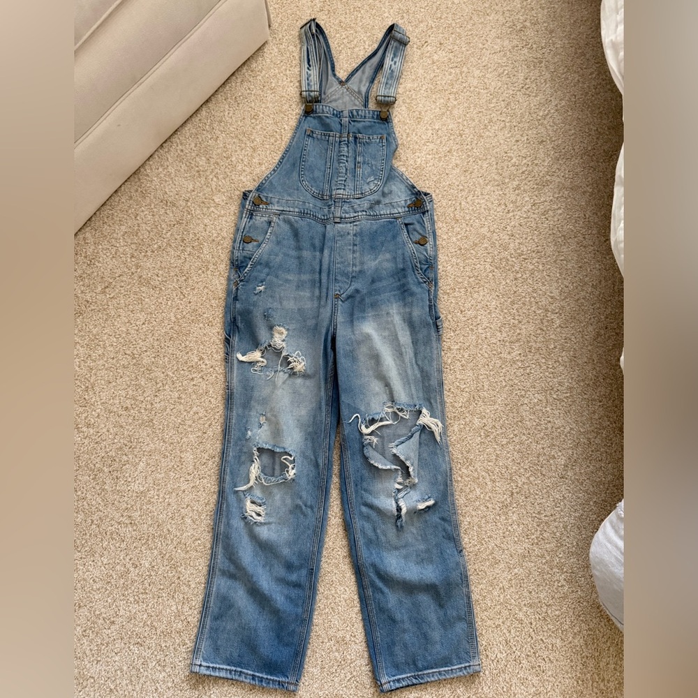 BDG Urban Outfitters Ryder Boyfriend Overall Light Wash Vintage Slash Size 4 - Picture 2 of 11